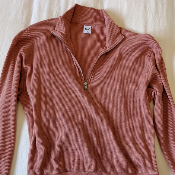 Aritzia TNA Canal Waffle Thermal in Dusty Coral